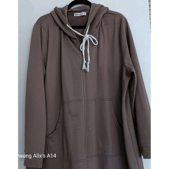 GRACE KARIN Women's Long Hoodie Casual Pockets Zip up Tunic Sweatshirt 2XL - Picture 11 of 12